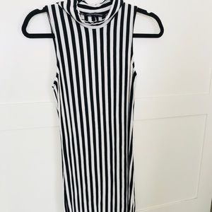 STRIPED MIDI DRESS